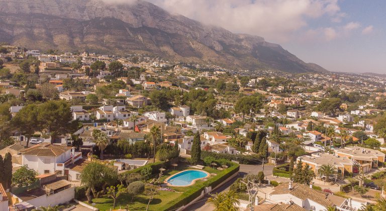 Aerial view of Dénia and Montgó mountain